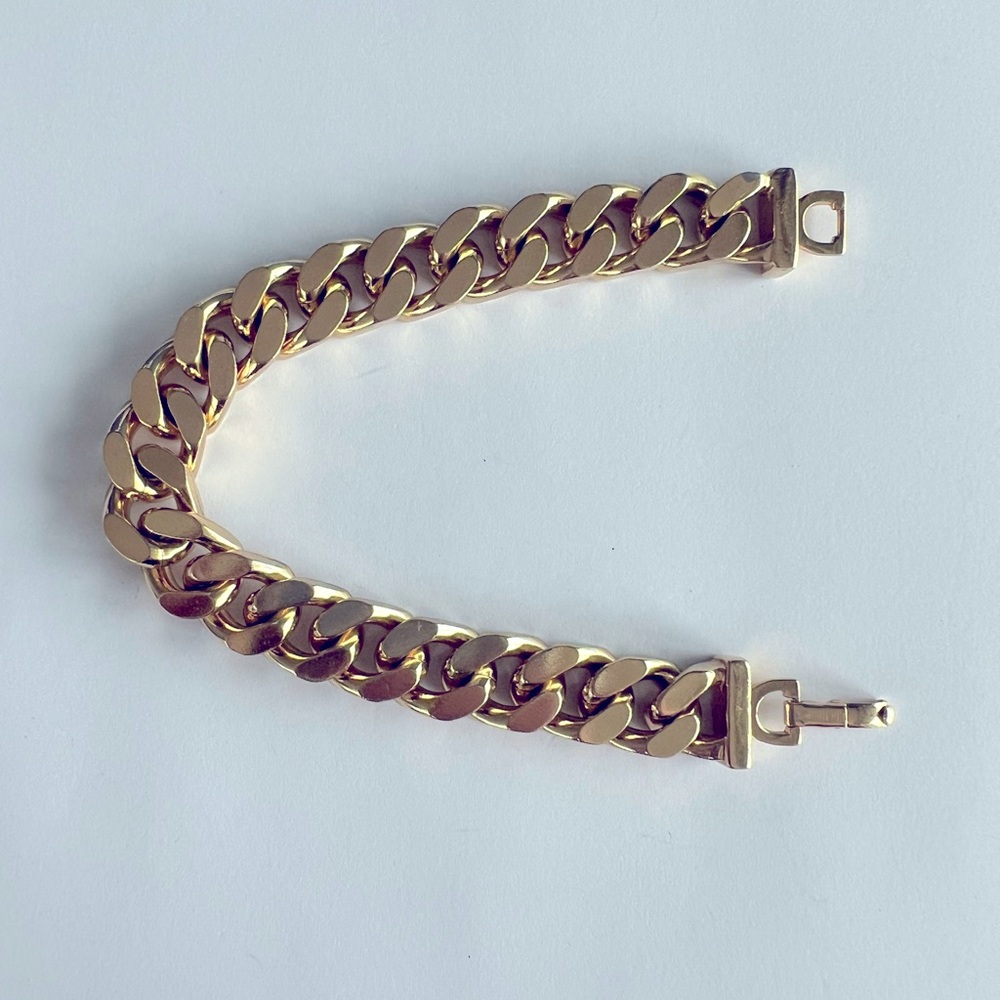 Authentic Christian Dior Heavy Gold Toned Curb Link Bracelet.